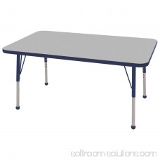 ECR4Kids 30in x 48in Rectangle Everyday T-Mold Adjustable Activity Table Grey/Blue - Standard Swivel